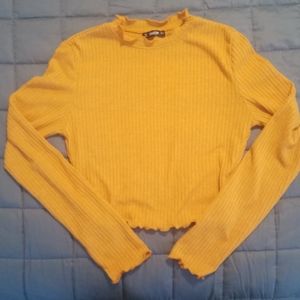 Shein long sleeve crop top yellow